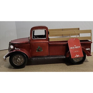 Red Shed JX24F142 Red Metal Truck Christmas Tabletop Decor, 16 in.